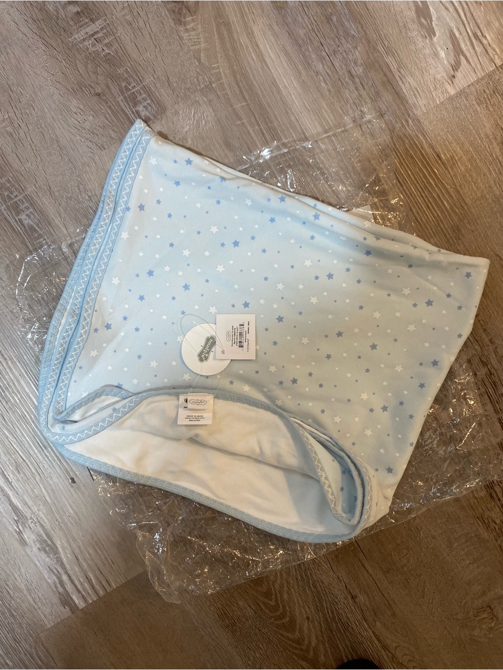Mud Pie Cotton Baby Arrival Blanket Receiving Blanket Blue Stars